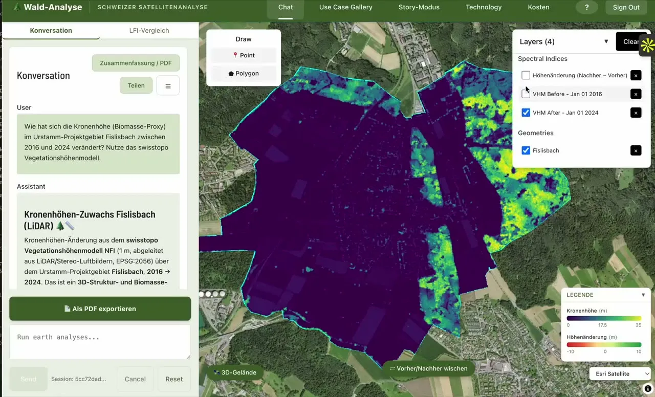 Satellite forest analysis with a canopy-height layer